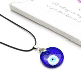 30mm Evil Eye Glass Pendant Necklace with Adjustable Chain