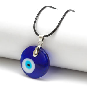 30mm Evil Eye Glass Pendant Necklace with Adjustable Chain