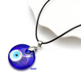 30mm Evil Eye Glass Pendant Necklace with Adjustable Chain