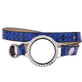 30mm Living Memory Glass Locket Leather Wrap Bracelet Xmas Gift