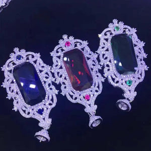 30x55mm Silver Red CZ Necklace Pendant DIY Findings
