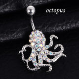 316L Stainless Steel Octopus Dangle Belly Bar Navel Ring