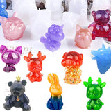 3D Animal Resin Molds Wolf Rabbit Dog Bear Epoxy Silicone Moulds