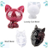 3D Animal Resin Molds Wolf Rabbit Dog Bear Epoxy Silicone Moulds