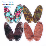 Sea Sediment Jaspers Stone Pendant Charms 42x16mm