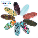 Sea Sediment Jaspers Stone Pendant Charms 42x16mm
