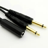6.35mm Stereo Female to 2 Dual 6.35mm Mono Male Y Splitter Cable