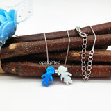 Kids Opal Necklace 925 Silver Synthetic Opal Jewelry
