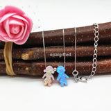Kids Opal Necklace 925 Silver Synthetic Opal Jewelry