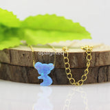 Koala Bear Shape Gem Op06 Synthetic Opal Necklace