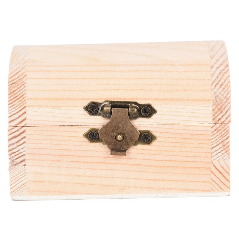 Vintage Treasure Chest Wood Jewelry Storage Box Case