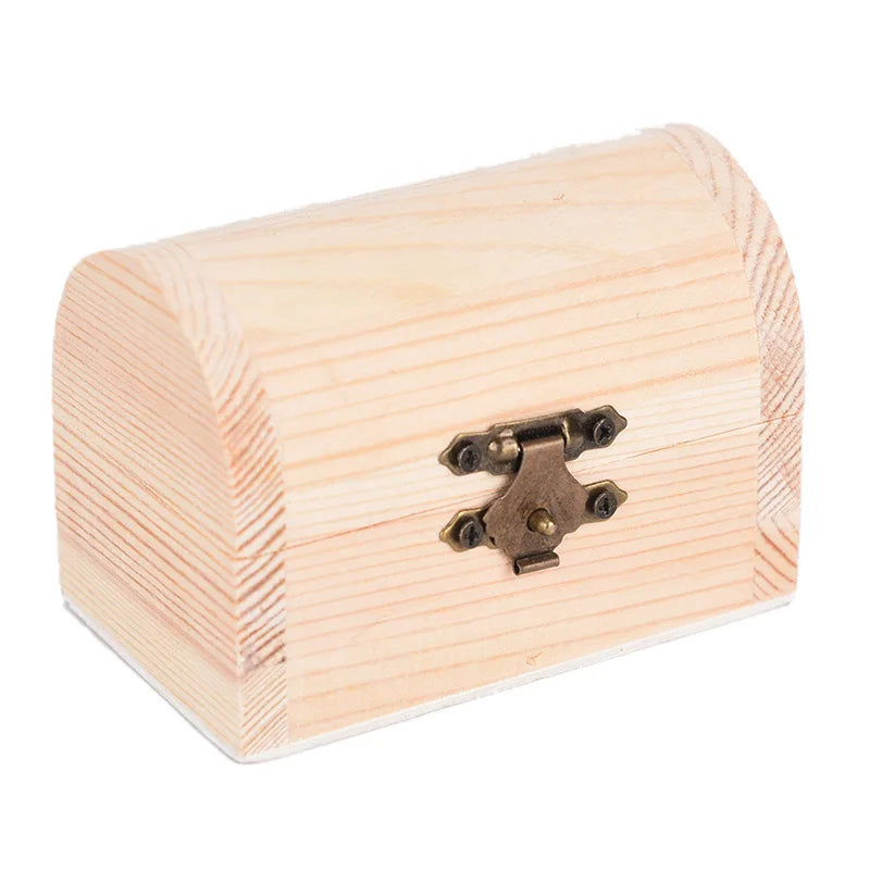 Vintage Treasure Chest Wood Jewelry Storage Box Case