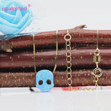 9.7*12mm Opal Skullhead Necklace Sterling Silver Pirate Chain Halloween Pendant