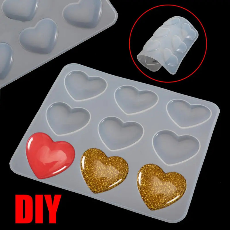 9-Cavity Silicone Heart Shape Mold for DIY Pendant Necklace