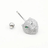 925 Silver Button Ring Women Belly Piercing Tiger Navel Rings