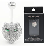 925 Silver Button Ring Women Belly Piercing Tiger Navel Rings