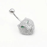 925 Silver Button Ring Women Belly Piercing Tiger Navel Rings