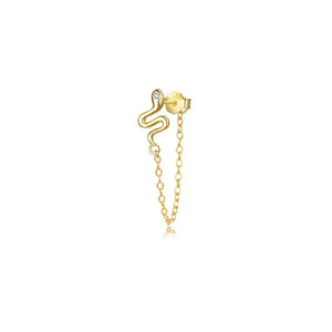 925 Silver Tassel Zircon Snake Stud Earrings Women Jewelry Accessories