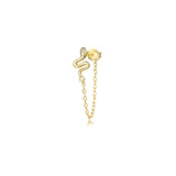 925 Silver Tassel Zircon Snake Stud Earrings Women Jewelry Accessories