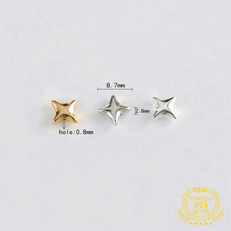 925 Sterling Silver Star Charm Spacer Beads for Jewelry Making