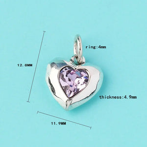925 Silver Heart Zircon Charm Pendant DIY Jewelry Making