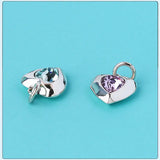 925 Silver Heart Zircon Charm Pendant DIY Jewelry Making