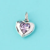 925 Silver Heart Zircon Charm Pendant DIY Jewelry Making