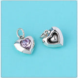 925 Silver Heart Zircon Charm Pendant DIY Jewelry Making