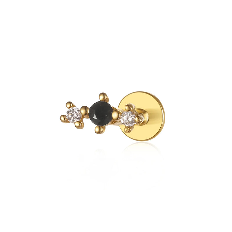 925 Silver Mini Ear Piercing Zircon/Pearl/feather Earrings