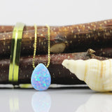 925 Silver Teardrop & Pear Opal Necklace Synthetic OP26/op17 Fire Opal Necklace