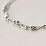 925 Sterling Silver 2ROWS Beads Chain Bracelet LS127
