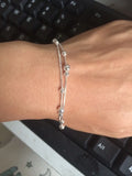 925 Sterling Silver 2ROWS Beads Chain Bracelet LS127