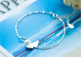 925 Sterling Silver Ginkgo Leaf & Freshwater Pearl Chain Bracelet Charm