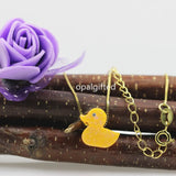 925 Silver Chain Necklace Synthetic Opal Duck Opal Pendant Fire Yellow Opal