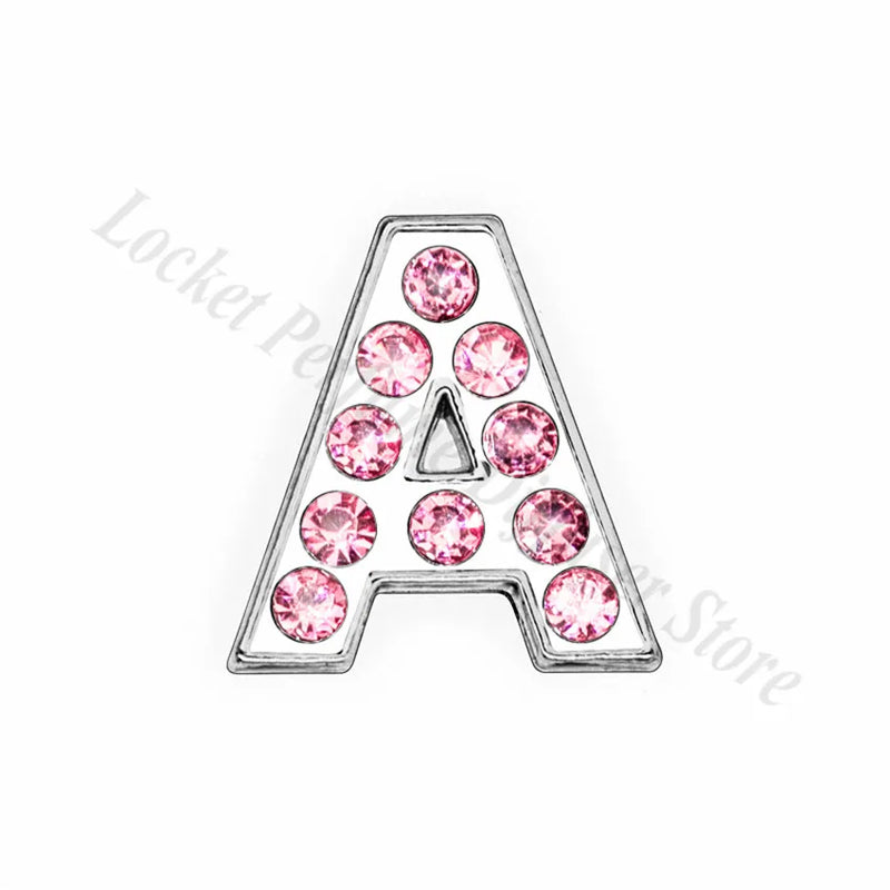 1pc A-Z 8mm Pink Rhinestone Slide Letters For Bracelet Making DIY Jewelry
