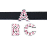 1pc A-Z 8mm Pink Rhinestone Slide Letters For Bracelet Making DIY Jewelry