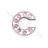 1pc A-Z 8mm Pink Rhinestone Slide Letters For Bracelet Making DIY Jewelry