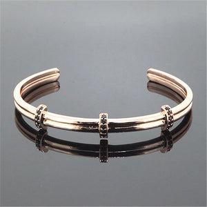 Anil Arjandas Men Bracelet Rose CZ Paved Charm Open Bangle