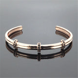 Anil Arjandas Men Bracelet Rose CZ Paved Charm Open Bangle