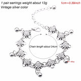 Antique Silver Boho Flower Anklets for Women Beach Foot Jewelry