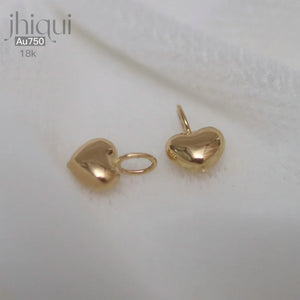 Au750 18k Hollow Heart Charm Pendant for DIY Jewelry Making