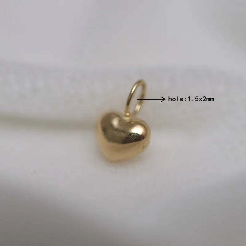 Au750 18k Hollow Heart Charm Pendant for DIY Jewelry Making