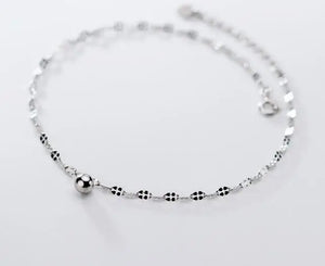 925 Silver White Round Ball Lucky Anklet Bracelet GTLS912