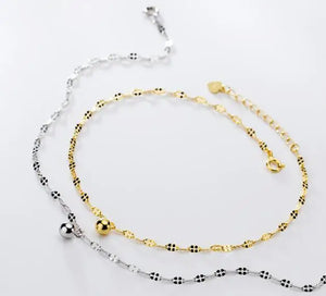 925 Silver White Round Ball Lucky Anklet Bracelet GTLS912