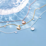 925 Silver White SHELL Anklet Bracelet with Crystals GTLS913