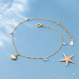 925 Silver White SHELL Anklet Bracelet with Crystals GTLS913