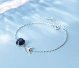 925 Sterling Silver White Crystal Mermaid Fishtail Chain Bracelet