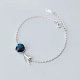 925 Sterling Silver White Crystal Mermaid Fishtail Chain Bracelet