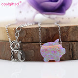 Opal Pink Pig Pendant 11*12mm Synthetic CZ Eye Necklace