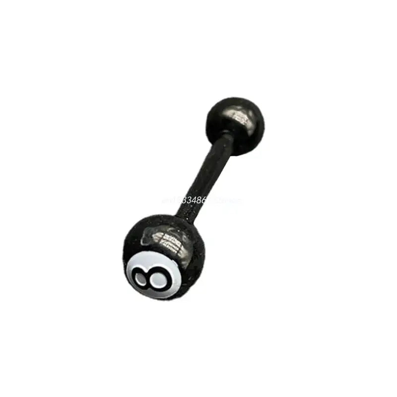 Number 8 Billiards Ball Tongue Nail, Body Piercing Jewelry